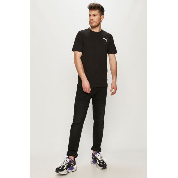 Puma tricou din bumbac bărbați, culoarea negru, uni 586668