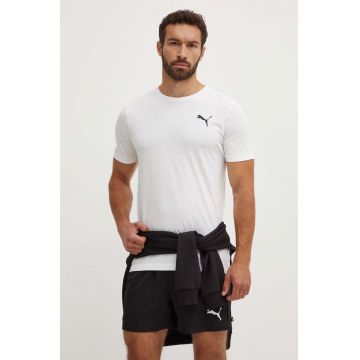 Puma tricou din bumbac bărbați, culoarea alb, uni 586668