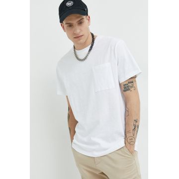 Solid tricou din bumbac culoarea alb, neted