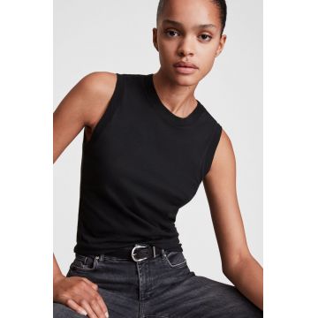 AllSaints top din bumbac culoarea negru