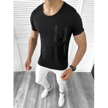 Tricou barbati negru slim fit Vagabond B1950 P14-1