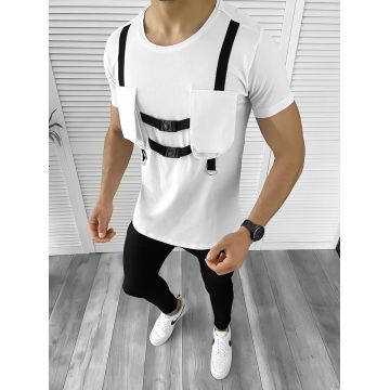 Tricou barbati slim fit alb B8519 P8-4.2