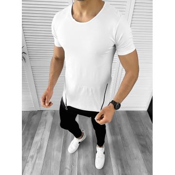 Tricou barbati slim fit alb ZR 10611 X4-2