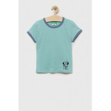 United Colors of Benetton tricou de bumbac pentru copii culoarea turcoaz