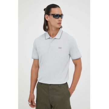 Levi's tricou polo barbati, culoarea gri, cu imprimeu