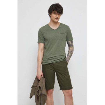 Medicine tricou din bumbac culoarea verde, neted