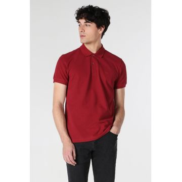 Tricou polo de bumbac cu model uni