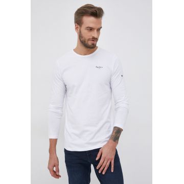 Pepe Jeans Longsleeve Original Basic 2 culoarea alb, material neted