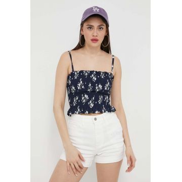 Hollister Co. top femei, culoarea albastru marin