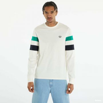 Tricou FRED PERRY Panelled Sleeve LS T-shirt Ecru