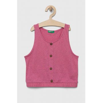 United Colors of Benetton top din bumbac pentru copii culoarea roz