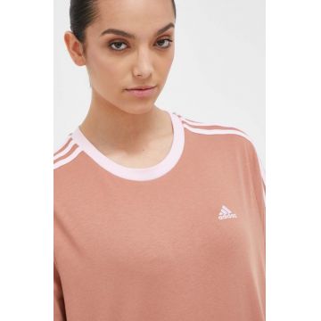 adidas tricou din bumbac culoarea maro