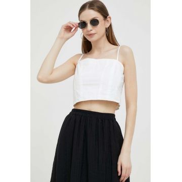 Dkny top din bumbac culoarea alb