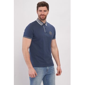 Tricou polo din material pique cu detalii contrastante