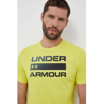 Under Armour tricou de antrenament Team Issue Wordmark culoarea galben, cu imprimeu, 1329582