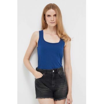 United Colors of Benetton top femei, culoarea albastru marin