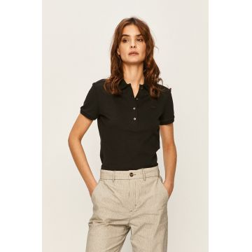 Lacoste tricou femei, culoarea negru, cu guler PF5462-001