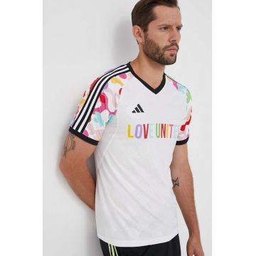 adidas Performance tricou de antrenament Pride Tiro culoarea alb, modelator