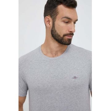 Gant tricou din bumbac culoarea gri, neted