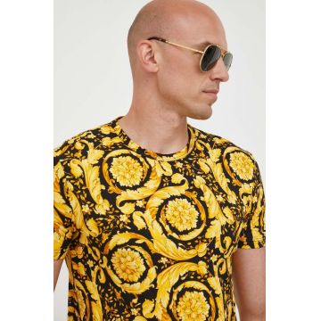 Versace tricou bărbați, culoarea negru, cu model