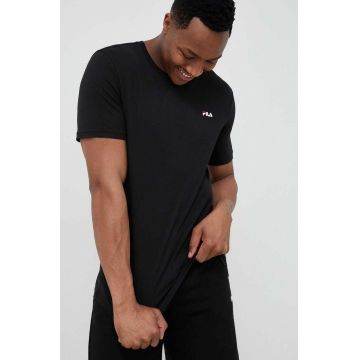 Fila tricou din bumbac 2-pack culoarea negru, neted