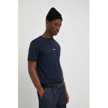 Les Deux tricou din bumbac culoarea albastru marin, cu imprimeu