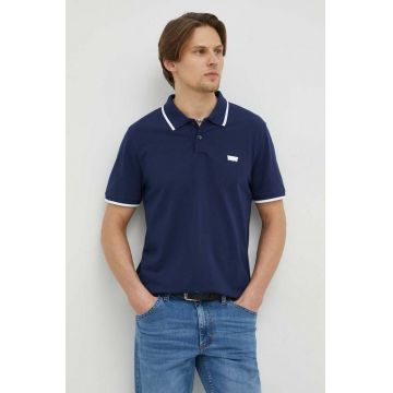 Levi's tricou polo barbati, culoarea albastru marin, neted