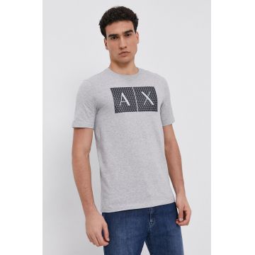 Armani Exchange tricou din bumbac culoarea gri, cu imprimeu 8NZTCK Z8H4Z