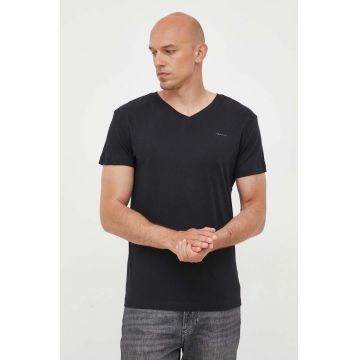 Gant tricou 2-pack barbati, culoarea negru, neted