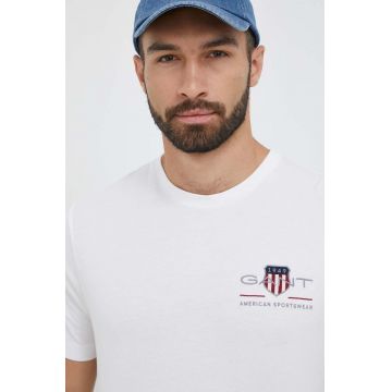 Gant tricou din bumbac culoarea alb, cu imprimeu