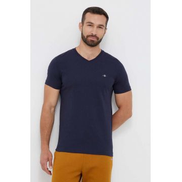 Gant tricou din bumbac culoarea albastru marin, neted