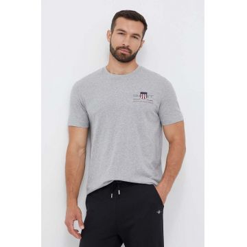 Gant tricou din bumbac culoarea gri, cu imprimeu