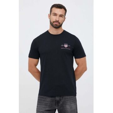 Gant tricou din bumbac culoarea negru, cu imprimeu