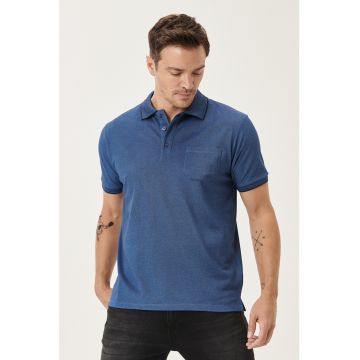 Tricou polo regular fit cu buzunar pe piept