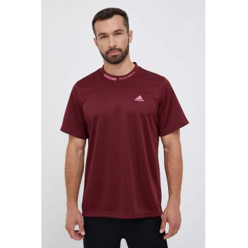 adidas tricou barbati, culoarea bordo, cu imprimeu