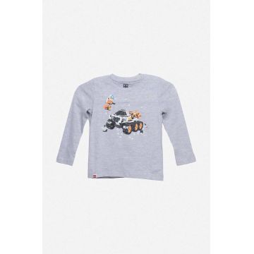 Lego longsleeve din bumbac pentru copii culoarea gri, cu imprimeu, Koszulka Lego Wear T-shirt Longsleeve 12010635 912