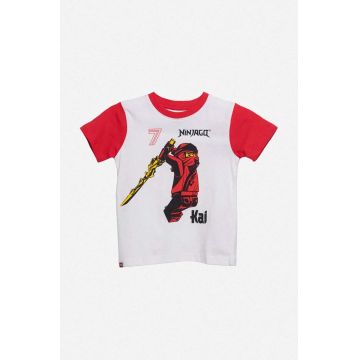 Lego tricou de bumbac pentru copii culoarea alb, cu imprimeu, Koszulka Lego Wear T-shirt SS 12010620 102