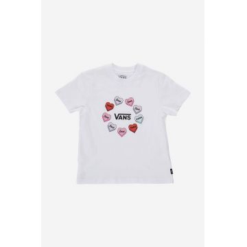 Vans tricou de bumbac pentru copii Candy Hearts culoarea alb, cu imprimeu