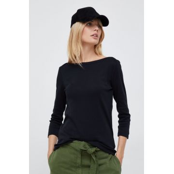 United Colors of Benetton longsleeve din bumbac culoarea negru