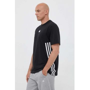 adidas tricou din bumbac culoarea negru, cu imprimeu