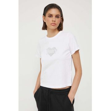 Juicy Couture tricou din bumbac culoarea alb