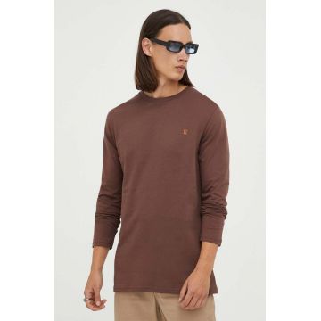 Les Deux longsleeve din bumbac culoarea maro, neted