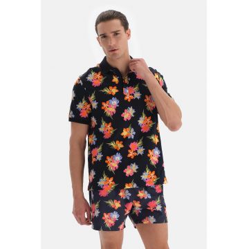 Tricou polo cu model floral