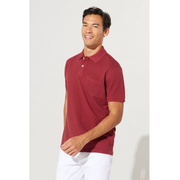 Tricou polo de bumbac pique cu buzunar pe piept