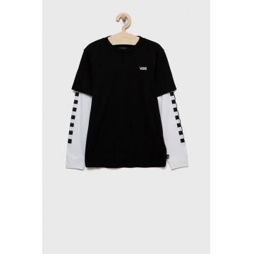 Vans longsleeve din bumbac pentru copii culoarea negru, cu imprimeu