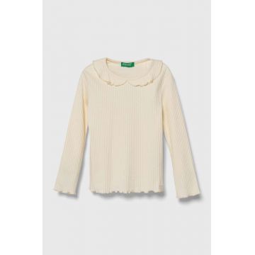 United Colors of Benetton longsleeve copii culoarea bej