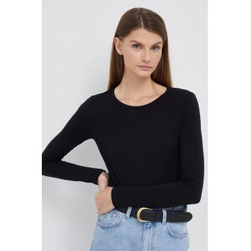 United Colors of Benetton longsleeve femei, culoarea negru