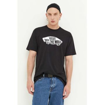 Vans tricou din bumbac culoarea negru, cu imprimeu