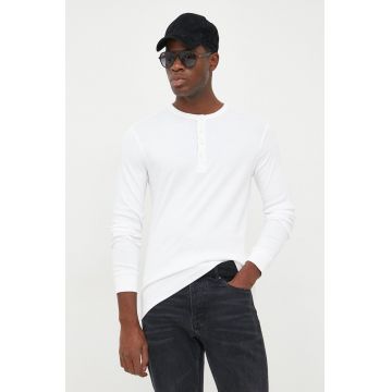 Lindbergh longsleeve din bumbac culoarea alb, neted