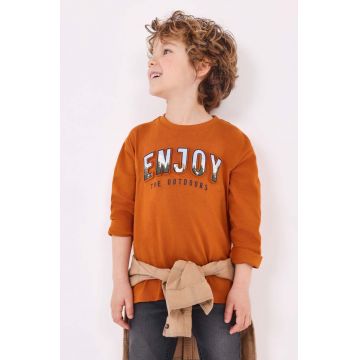 Mayoral longsleeve din bumbac pentru copii culoarea portocaliu, cu imprimeu